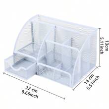 办公桌抽屉收纳盒，经典网状抽屉，金属笔筒，大容量，多功能桌面收纳盒，适用于办公室、家庭、学校用品（白色，1个装）返校季办公桌办公用品办公配件 - 白色 - 查看 2