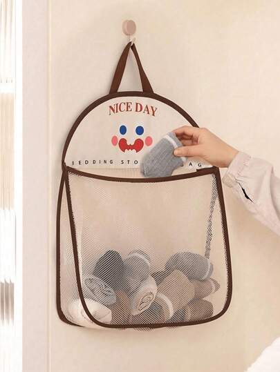 1pc Hanging Mesh Storage Bag, Polyester Breathable & Washable Laundry Organizer, Wall-Mounted Underwear & Socks Sorting Pouch Laundry Bag Bathroom Organizer Bathroom Bedroom Home Kitchen Organization Closet Organizer School Dorm Essentials Clothes Organizer College