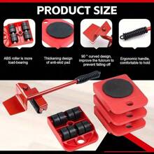 5Pcs Heavy-Duty Plastic Furniture Moving Tool Set With Red Lever & Rollers - Ideal For Lifting & Moving Large Appliances And Heavy Furniture