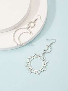 1 paire de boucles d'oreilles géométriques évidées de grande taille, simples et à la mode