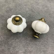 4 piezas Tiradores de gabinete con forma de calabaza blanca, de aleación de zinc para cajones, armarios y puertas, para muebles de estilo americano, cómoda, armario