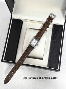 Pablo Raez 1pc Silver Gorgeous Watch Vintage Women Dress Watch Stainless Steel IPS Plated Rectangle Square Case Elegant Top Brand New Design Dress Quartz Retro Watch For Lady Fahionable