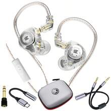 KZ Écouteurs HiFi dynamiques KZ EDX PRO avec micro et commande en ligne, adaptés aux smartphones, ordinateurs, jeux, sport et écoute musicale. Comprend un câble avec adaptateur