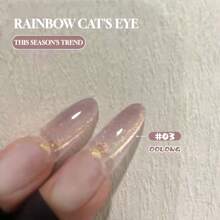 Miss Comoy 15ML 激光彩虹猫眼指甲油，2025年新款网络红人热销款，爆闪冰半透明彩色玻璃珠小灯泡搭配水晶猫眼凝胶美甲，美甲DIY美甲沙龙常用粘合剂美甲 - 彩色 - 查看 4