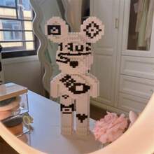 3250pcs Black & White Violent Bear Building Block Set - Creative Model Kit, Unzipped Toys Challenging Assembly, Decorating Crafts - Perfect Gifts For Halloween, Thanksgiving, Mother's Day, Christmas