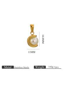 1PC Stainless Steel Fashion Casting Can Rotate Faux Pearl Pendant Gold Plated DIY Necklace Pendant Accessories Fashion Accessories
