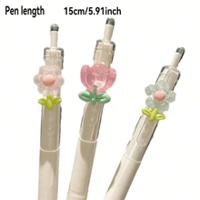 5/2/1 笔，随机可爱速干花朵图案中性笔，圆珠笔，可爱浮雕笔，非常适合学生和女生，也是返校季送给朋友和闺蜜的理想礼物。 - 彩色 - 查看 3
