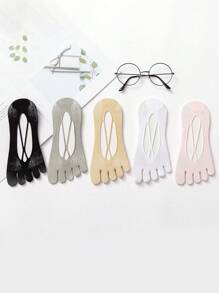 5 Pairs Women's New Style Criss-Cross Net Mesh Breathable No-Show Five Finger Socks, Comfortable And Versatile, Low Cut For Spring And Summer - Multicolor - View 2