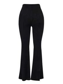 Women's High Waist Solid Color Flared Sports Yoga Pants Compression Tights Running Workout Bottoms