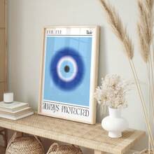 1 pieza, Cuadro colgante de lienzo, Enmarcado, Póster, Arte de pared, Póster de arte de pared abstracto de ojo malvado - Decoración de hogar azul moderna Pintura de lienzo para sala de estar, dormitorio, baño, oficina en casa, salón de clases - Decoración artística, Regalo de estilo clásico para cumpleaños y graduación - Multicolor - Ver 2