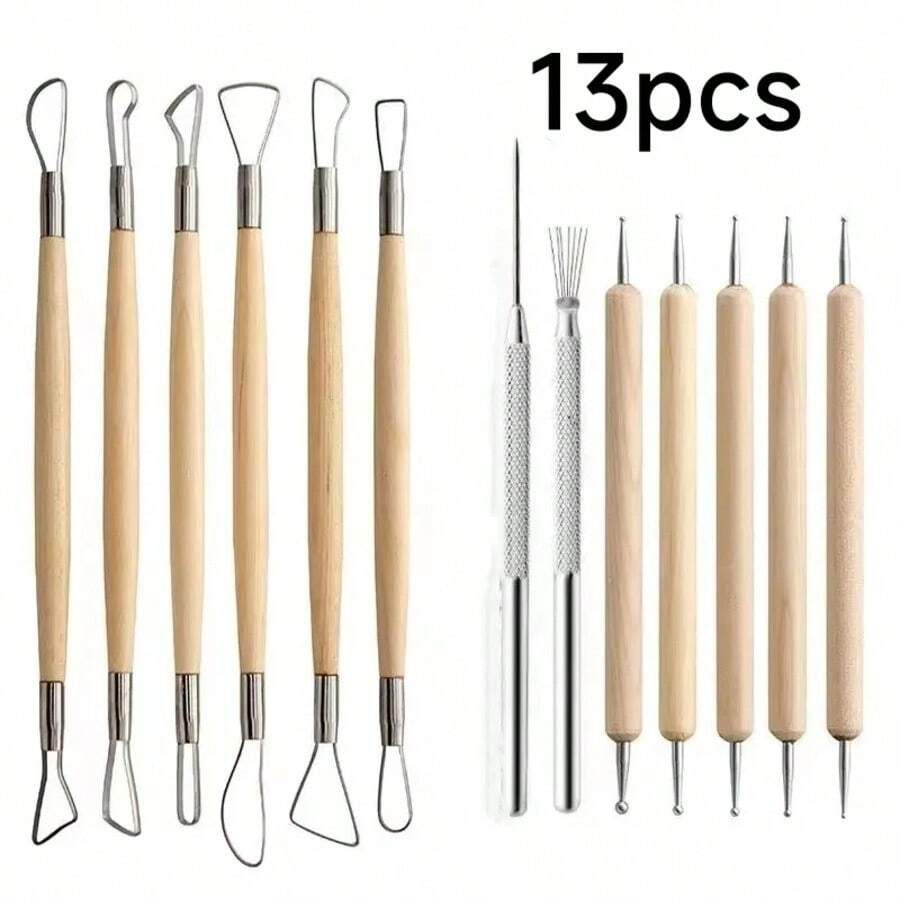 Ceramic-Ton-Sculpture-Tools-Set, 8–61 Pieces/Set, Ceramic-Wax-Ton-Sculpture-Tools For Artistic Crafts, Ceramic-Sculpture-Modeling-Tools-Set - 13pcs - View 1