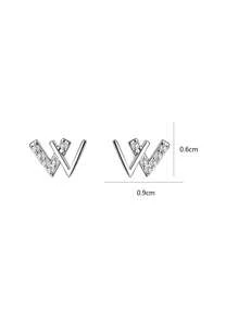 1 Pair S925 Sterling Silver Minimalist CZ Letter Stud Earrings For Women, Comes With Elegant Gift Box