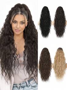 Extension de queue de cheval, extension de queue de cheval de 26 pouces à pince pour femmes, cheveux longs synthétiques bouclés et ondulés, extension de cheveux à clipser pour utilisation quotidienne et fête