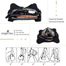 Angelkiss Hobo Purses And Handbags Women Satchel Handbag Women Purses Large Daily Shoulder Bags - 黑色 - 查看 4