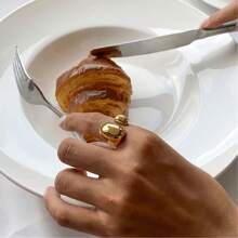 S SHOPBOHO 1枚防褪色不锈钢镀金开口戒指，时尚个性饰品，手指配饰