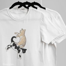 Playera Gatitos Diseño tierno minimalista unisex - Blanco - Ver 2