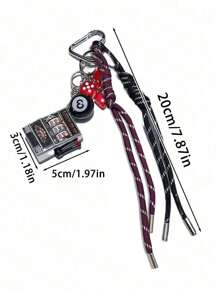 Fashion Black Eight Game Machine Key Chain, Red Dice Pendant, Burgundy Black Braided Rope Creative Niche Personalized Love Tennis Game Machine Woven Mountaineering Retro, Heart-Shaped Accessories Key Chain