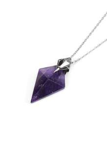1 pieza Collar de piedra natural con triángulo CSJA para hombre y mujer, con dije de tridente, amatista, fluorita, obsidiana negra facetada, ojo de tigre y cristal de roca, joyería H576