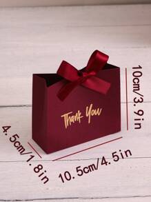 5pcs Elegant Mini Gift Bags/Box With Gold Ribbon And Thank You Design, Perfect For Wedding Favors, Party Goodies, And Small Gifts Ideal For Birthday, Gender Reveal, Christmas, And Halloween Treats, Thank You Design Fall Autumn,Christmas Valentine Day