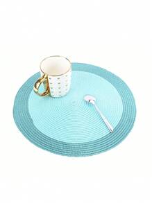 4/6 编织圆形餐垫，防水耐用餐垫装饰垫隔热垫套装餐桌编织餐垫，可洗防滑，非常适合家庭聚会、婚礼派对