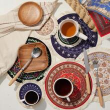 1pc Round Bohemian Style Placemat, Coaster, Mousepad, Candle Mat, Jewelry Mat, Wedding Table Decor, Ramadan Eid Christmas Easter Gift