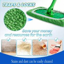 干湿地板拖把头替换垫，家用清洁超细纤维加厚拖把布 - 綠色 - 查看 3