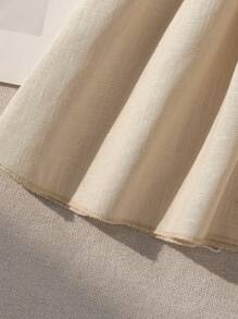 3pcs/Set Girls Casual Ruffle Floral Embroidery Puff Sleeve Dress + Matching Embroidered Belt + Headband - Apricot - View 7