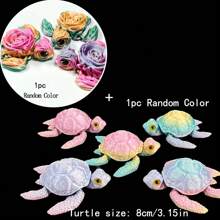 1pc 3D Printed Simulated Eye Rose Turtle Model With Multiple Movable Joints, Perfect As A Desktop Decoration And A Gift For Friends And Family. Its Movable Limbs Make It An Ideal Craft To Display At Parties And In Cars. Valentine's Day Gift