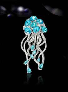 Spilla con strass a forma di medusa di moda per donna, spilla a forma di vita marina, accessorio per abito, spilla da decorazione per festa, banchetti e regali