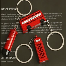 1 Pieza Vintage Llavero de cabina telefónica de estilo londinense, autobús de dos pisos, mejor regalo para amigos