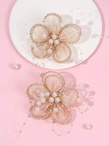 2/4 chiếc kẹp tóc lưới hoa, kẹp tóc ngọc trai giả thanh lịch cho bé gái, phù hợp cho sử dụng hàng ngày và các dịp lễ, phụ kiện tóc thiết yếu cho bé gái. - kẹp tóc hoa - Xem 5