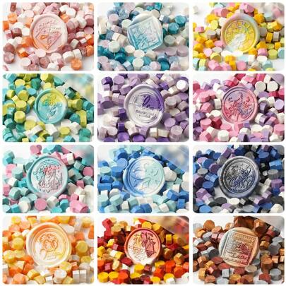 200pcs/Bag Octagon Mixed Color Sealing Wax Beads For Wax Seal Stamp, Lacquer Printing Wax Particles, Great For Wedding Invitations, Envelopes, Wine Gift Packaging, Christmas Gifts,Back To School,School Supplies