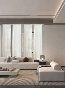 4 件现代优雅薄纱窗帘，客厅卧室阳台落地窗帘布，抗皱且光滑