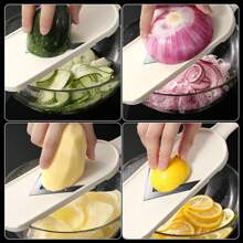 1 件带刷子的多功能蔬菜切片机，适用于沙拉、卷心菜、胡萝卜、小萝卜、黄瓜切丝，配有不锈钢刀片，手持式蔬菜切片机适用于凉拌卷心菜和沙拉，易于使用的厨房工具，可用于将卷心菜切成薄片，塑料框架和锋利的刀片可高效切片，非常适合家庭烹饪和沙拉准备。 - 彩色 - 查看 3