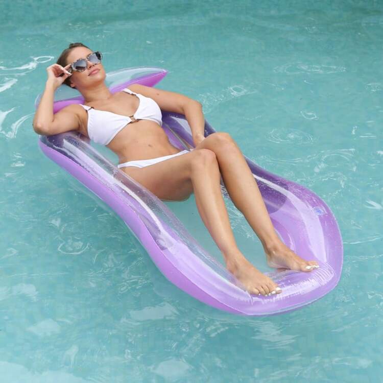 Adult Inflatable Pool Lounger, Inflatable Swimming Floating Bed With Soft Mesh Center, Pool Floating Hammock With Headrest, Swimming Pool Floating Leisure Toy - Multicolor - View 7