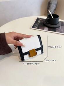 Trifold Pleated Colorblock Compact Wallet Wallet Purse Wallet Mini Wallet Small Wallet - White - View 7