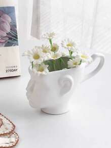 1 Pieza Taza de cerámica con forma de cara, taza de café de cerámica exquisita con asa mate, también se puede usar para plantar macetas, decoración, perfecta para el hogar, la oficina, regalos de cumpleaños/conmemoración
