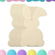 未完成的木制兔子 DIY 工艺套件、复活节兔子挂饰、节日装饰 - 彩色 - 查看 11