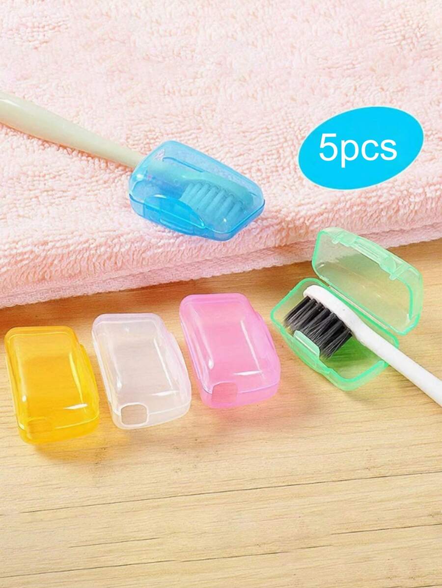 5pcs/Pack Portable Random Color Toothbrush Head Covers, Travel Toothbrush Protective Cases For Adults
