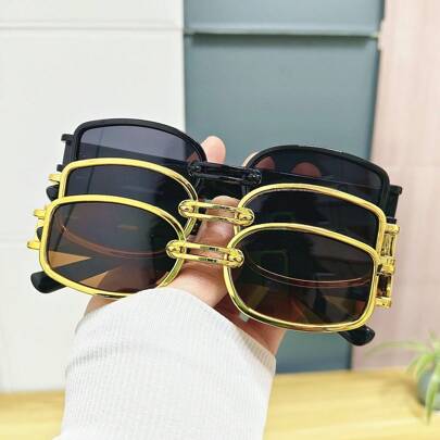 3pcs Retro Small Frame Unisex Glasses For Women Street Style Beach Accessories Women's Glasses Fashion Square Frame Shades Basics Outfits Clothes Business Casual Gifts