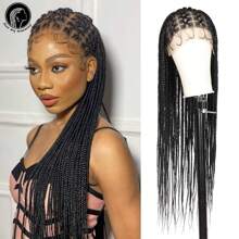 36 Inch Braided Lace Front Wig With Baby Hair, Crochet Box Braid Wig, Synthetic Hair Wig For Women - Natural Black - View 11