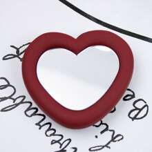1 pieza Espejo de silicona con forma de corazón y soporte retráctil para teléfono con ventosa, conveniente para retoques de maquillaje, compatible con iPhone, Android, regalo para cumpleaños, familia y amigos, soporte y accesorios para teléfono