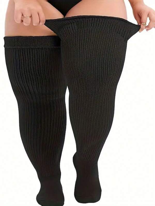 Plus Size Thigh High Socks For - Extra Wide & Long Thick Knit Stockings