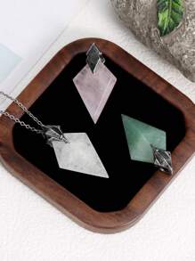 1 pieza Collar de piedra natural con triángulo CSJA para hombre y mujer, con dije de tridente, amatista, fluorita, obsidiana negra facetada, ojo de tigre y cristal de roca, joyería H576