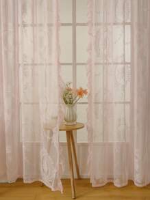 1 pieza de Cortina transparente con volante de encaje francés romántico para ventana de bahía, sala de estar, dormitorio, oficina, cocina, estudio, decoración del hogar