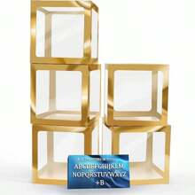 5 件套透明气球盒，含 27 个字母，派对装饰背景，适合生日、婚礼、性别揭晓、各种庆祝活动