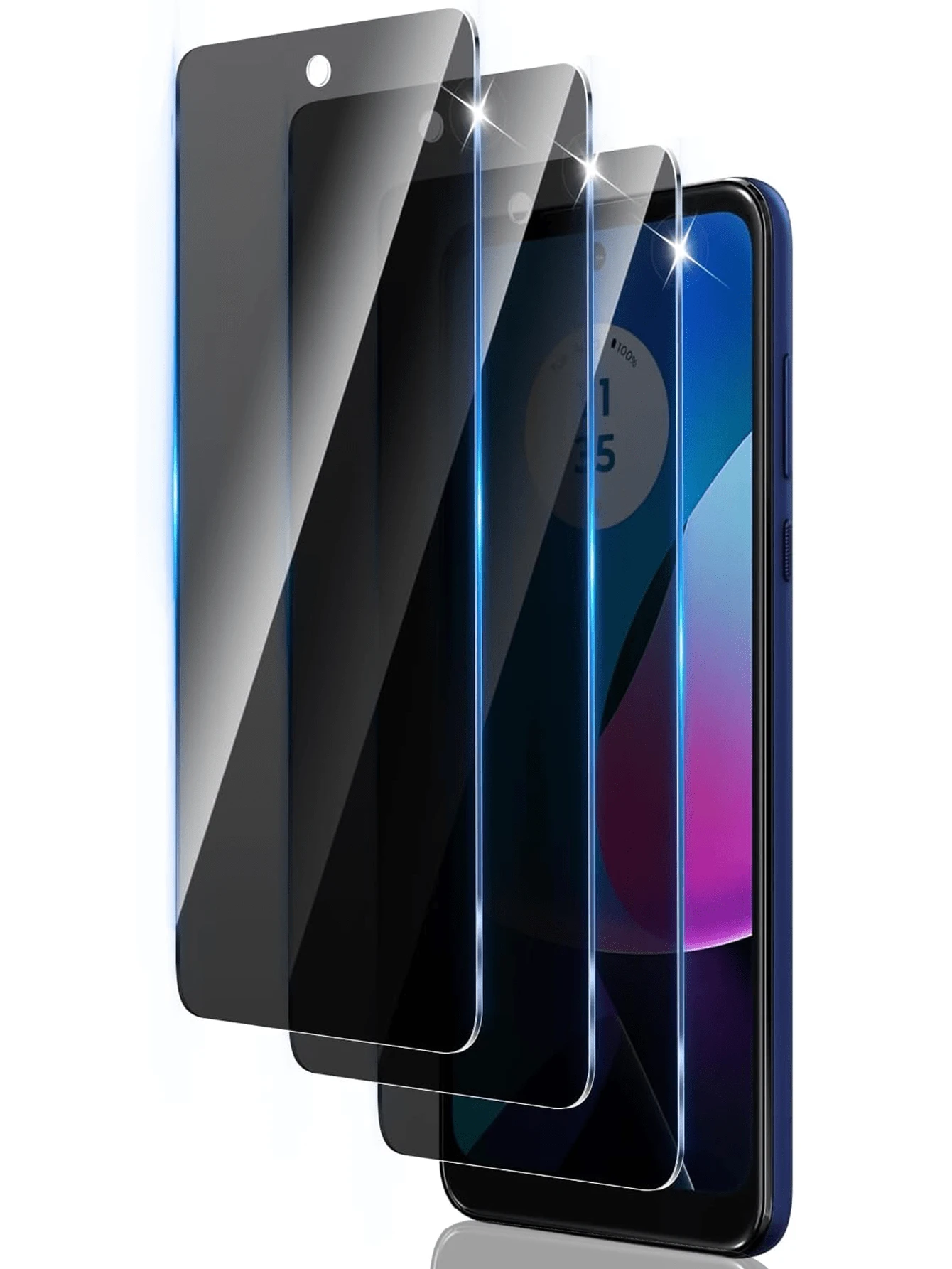 3Pcs Privacy Screen Protector Compatible With Samsung Galaxy & Moto , 9H Hardness,Scratch-Resistant, Anti Spy Anti Peeping, Case Friendly Tempered Glass For Realme OPPO OnePlus Mi Redmi Gift For Birthday, Family, Friends Anti-Spy, Phone Screen Protector, Phone Accessories - Black - View 1