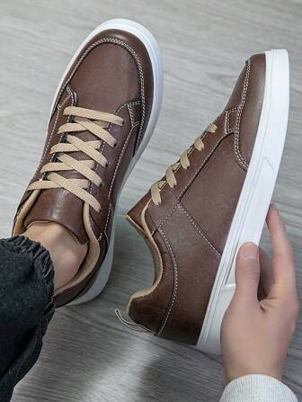 男士运动鞋，时尚休闲系带滑板鞋，个性化街头风格男士运动鞋