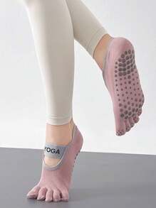 1/2/3 pares de calcetines de barco de yoga de unicolor para mujer, calcetines profesionales de cinco dedos que absorben la humedad y antideslizantes para pilates, calcetines de otoño