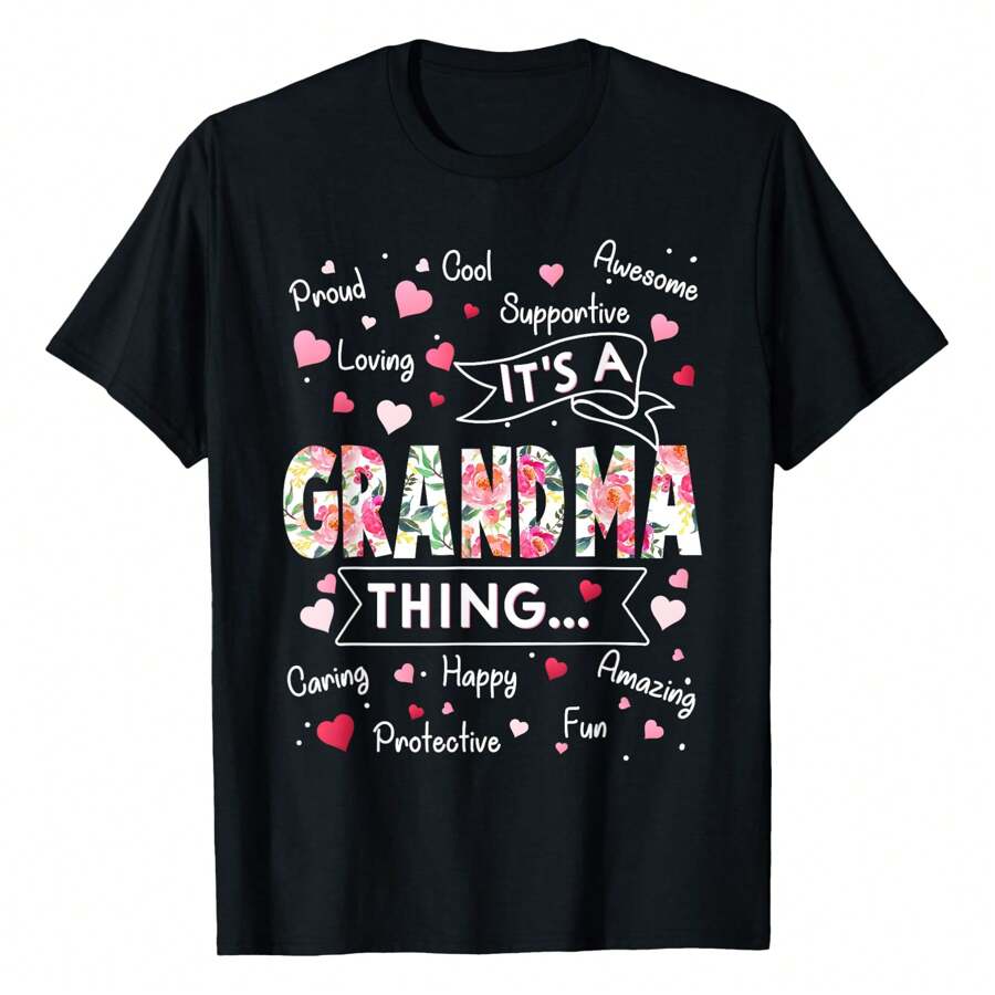 It's A Grandma Thing Funny Sayings Cute Grandma Mothers Day T-Shirt Women's Plus Size Graphic Tee - Black - View 1